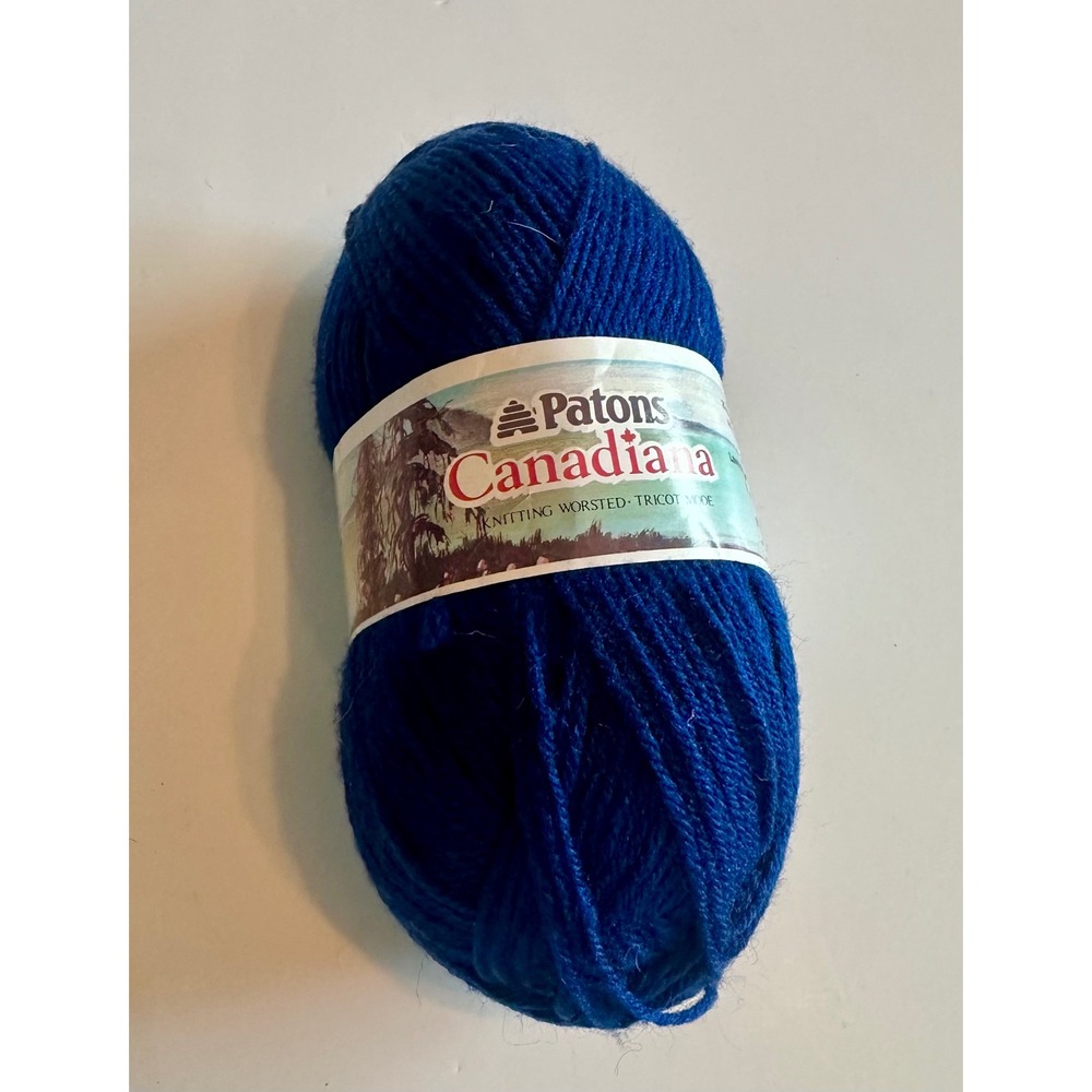 Vintage Patons Canadiana Royal Blue‎ Worsted Acrylic Yarn 100g 228yds CA00011
